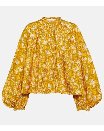 Jil Sander Floral Puff-sleeve Blouse - Yellow