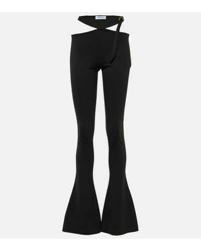 The Attico Cutout Jersey Flared Trousers - Black