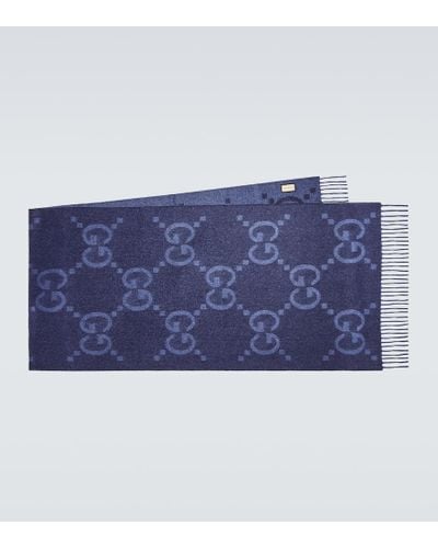 Gucci GG Cashmere Jacquard Scarf - Blue