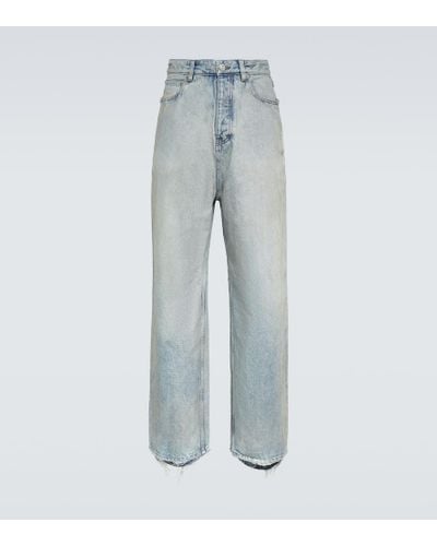 Balenciaga Distressed Wide-Leg Jeans - Blau