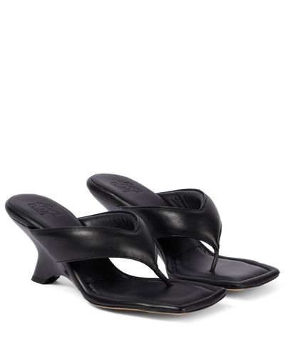 Gia Borghini Gia 6 Padded Leather Wedge Sandals - Black