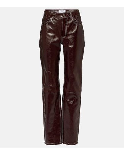 Marine Serre Ombre High-rise Leather Straight Pants - Brown