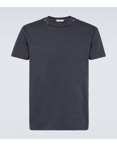 Valentino Rockstud Cotton Jersey T-shirt - Blue