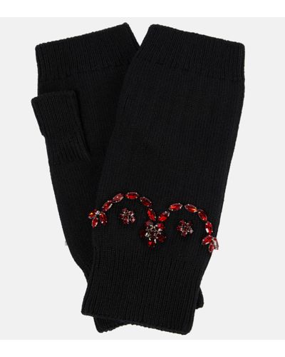 Simone Rocha Embellished Cotton-blend Fingerless Gloves - Black