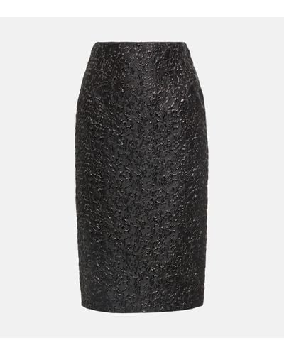 Versace Metallic Jacquard Pencil Skirt - Black