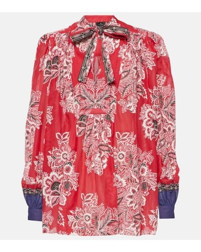 Etro Bedruckte Bluse aus Baumwolle und Seide - Rot
