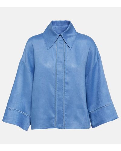 Max Mara Chemise Robinia oversize en lin - Bleu