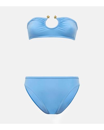 Bottega Veneta Knot Bandeau Bikini - Blue