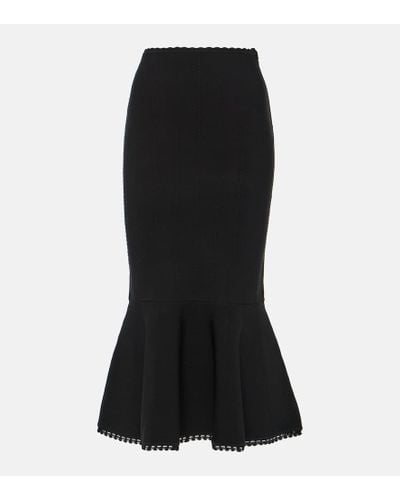 Victoria Beckham Vb Body Scalloped Midi Skirt - Black
