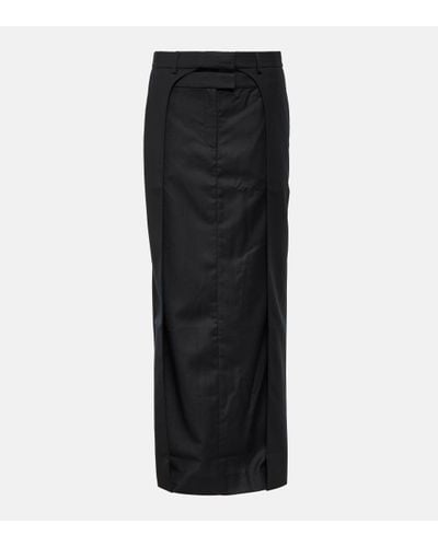 AYA MUSE Fera Pleated Wool Maxi Skirt - Black