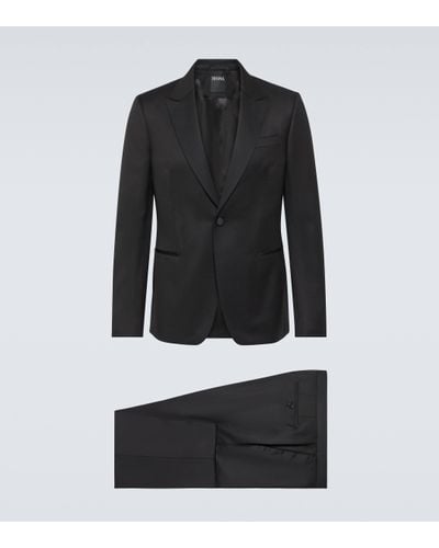 Zegna Single-breasted Wool And Mohair Tuxedo - Black