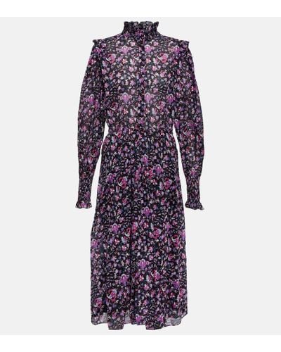 Isabel Marant Galoa Floral Cotton Midi Dress - Purple