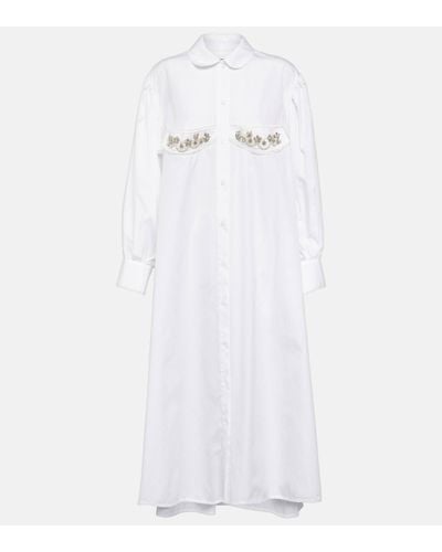 Simone Rocha Crystal-embellished Cotton Midi Dress - White