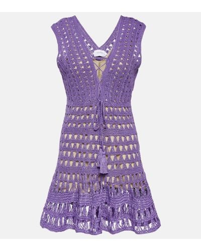 Anna Kosturova Jennifer Crochet Minidress - Purple