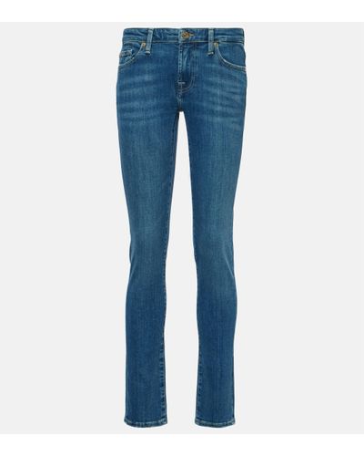 7 For All Mankind Pyper Mid-rise Skinny Jeans - Blue
