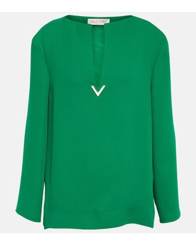 Valentino Blusa Cady Couture in seta - Verde