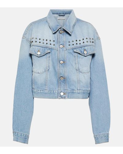 Alessandra Rich Chaqueta en denim adornada - Azul