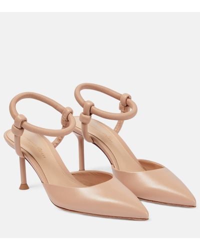Gianvito Rossi Leather Court Shoes - Natural