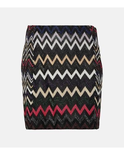 Missoni Minifalda de lame en zigzag - Negro