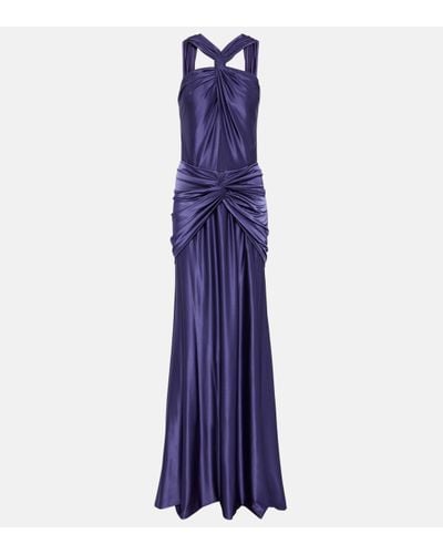 Costarellos Cardinale Halterneck Jersey Gown - Purple