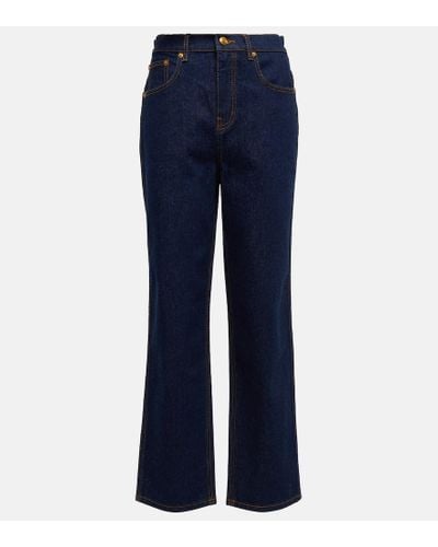 Tory Burch High-Rise Straight-Leg Jeans - Blau