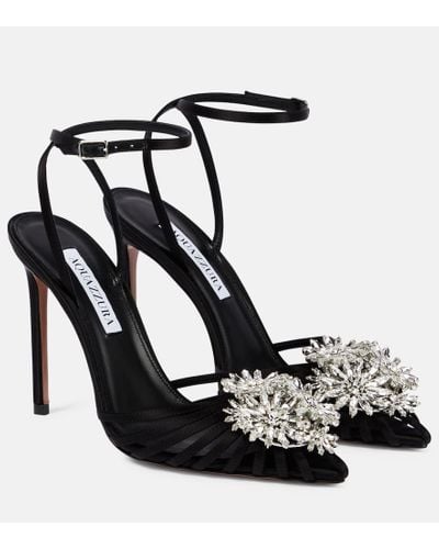 Aquazzura Verzierte Pumps aus Veloursleder - Schwarz