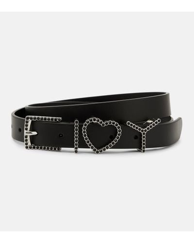 Y. Project Y Heart Embellished Leather Belt - Black