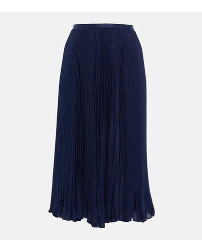 Polo Ralph Lauren Pleated Georgette Midi Skirt - Blue