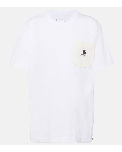 Sacai X Carhartt T-Shirt aus Baumwoll-Jersey - Weiß
