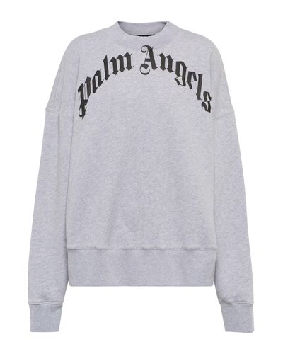 Palm Angels Bedrucktes Sweatshirt aus Baumwolle - Grau