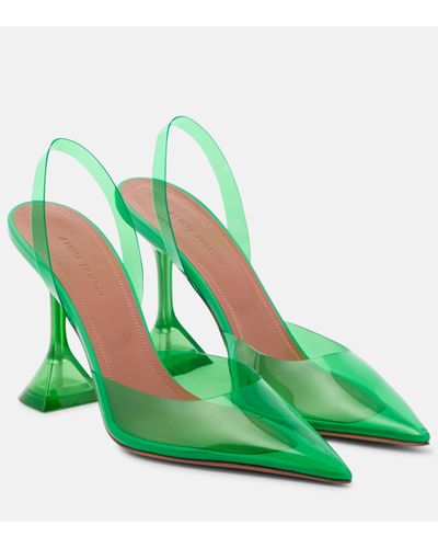 AMINA MUADDI Holli Glass Pvc Slingback Court Shoes - Green
