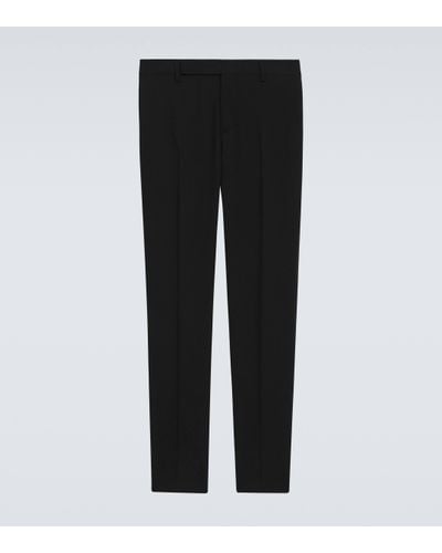 Saint Laurent Wool Gabardine Slim Trousers - Black