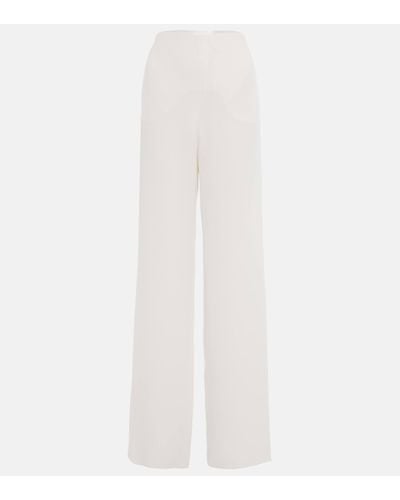 Valentino Straight Silk Trousers - White
