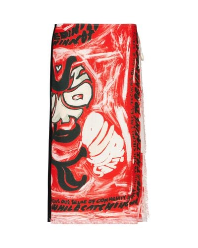 Marni Printed Wrap Skirt - Red