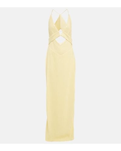 Galvan London Prism Satin-trimmed Crepe Gown - Metallic