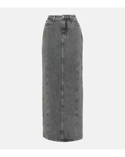 ROTATE BIRGER CHRISTENSEN Embellished Denim Maxi Skirt - Gray