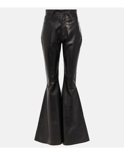 Alaïa Flared Leather Trousers - Black