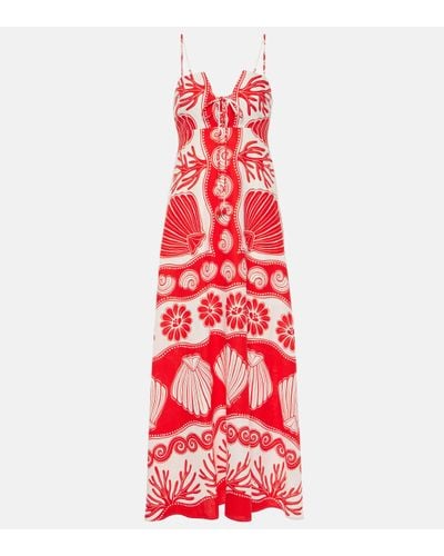 FARM Rio Ainika Shell Linen-blend Maxi Dress - Red