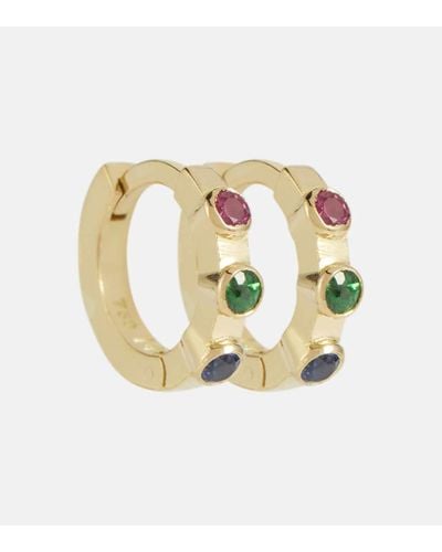 Ileana Makri Rainbow Stepping Stone 18kt Yellow Gold Midi Hoop Earrings With Rubies And Sapphires - Metallic