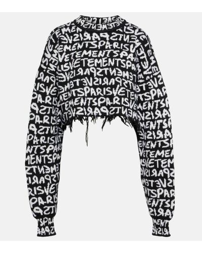 Vetements Monogram Cropped Wool Sweater - Black