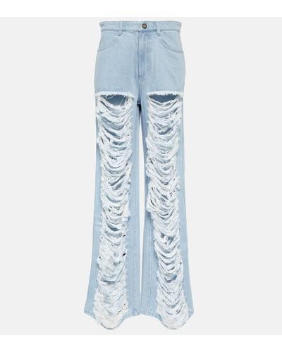 Dion Lee Distressed Low-rise Wide-leg Jeans - Blue
