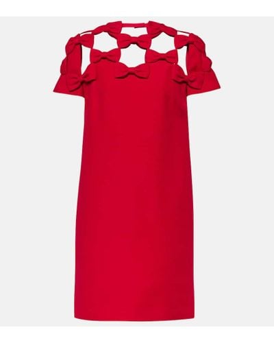 Valentino Vestido corto de Crepe Couture con lazo - Rojo