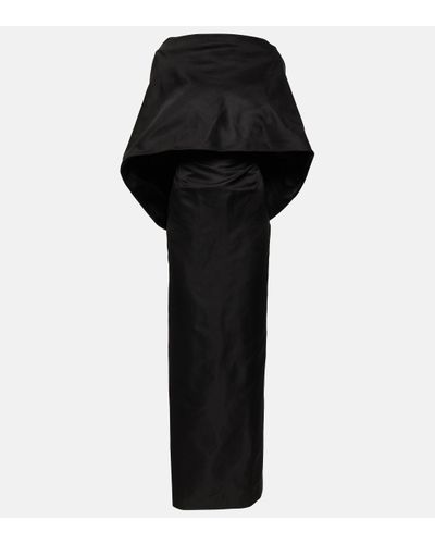 The Attico Caped Silk Midi Dress - Black