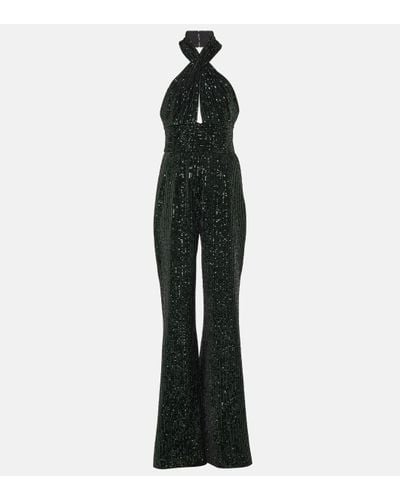 Elie Saab Combi-pantalon ample a sequins - Noir