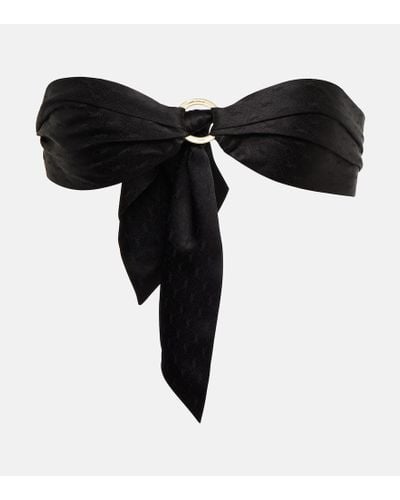 Saint Laurent Cassandre Silk Bandeau Top - Black