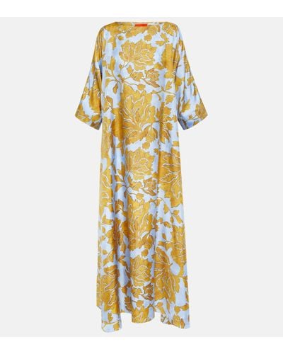 La DoubleJ Muumuu Printed Silk Twill Maxi Dress - Metallic