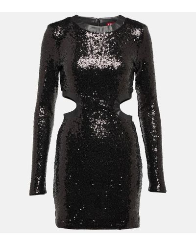STAUD Dolce Sequined Nylon Minidress - Black