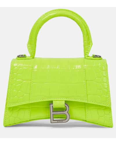 Balenciaga Hourglass Xs Leather Crossbody Bag - Green