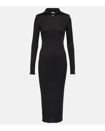 Brunello Cucinelli Cashmere And Silk-blend Midi Dress - Black