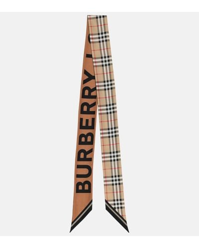 Burberry Check Silk Scarf - Natural